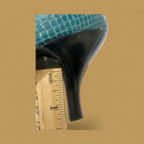 Authentic Gianni Bini Real Snakeskin Dark Aqua Pointed Toe Kitten Heel Boots9” - Picture 11 of 13